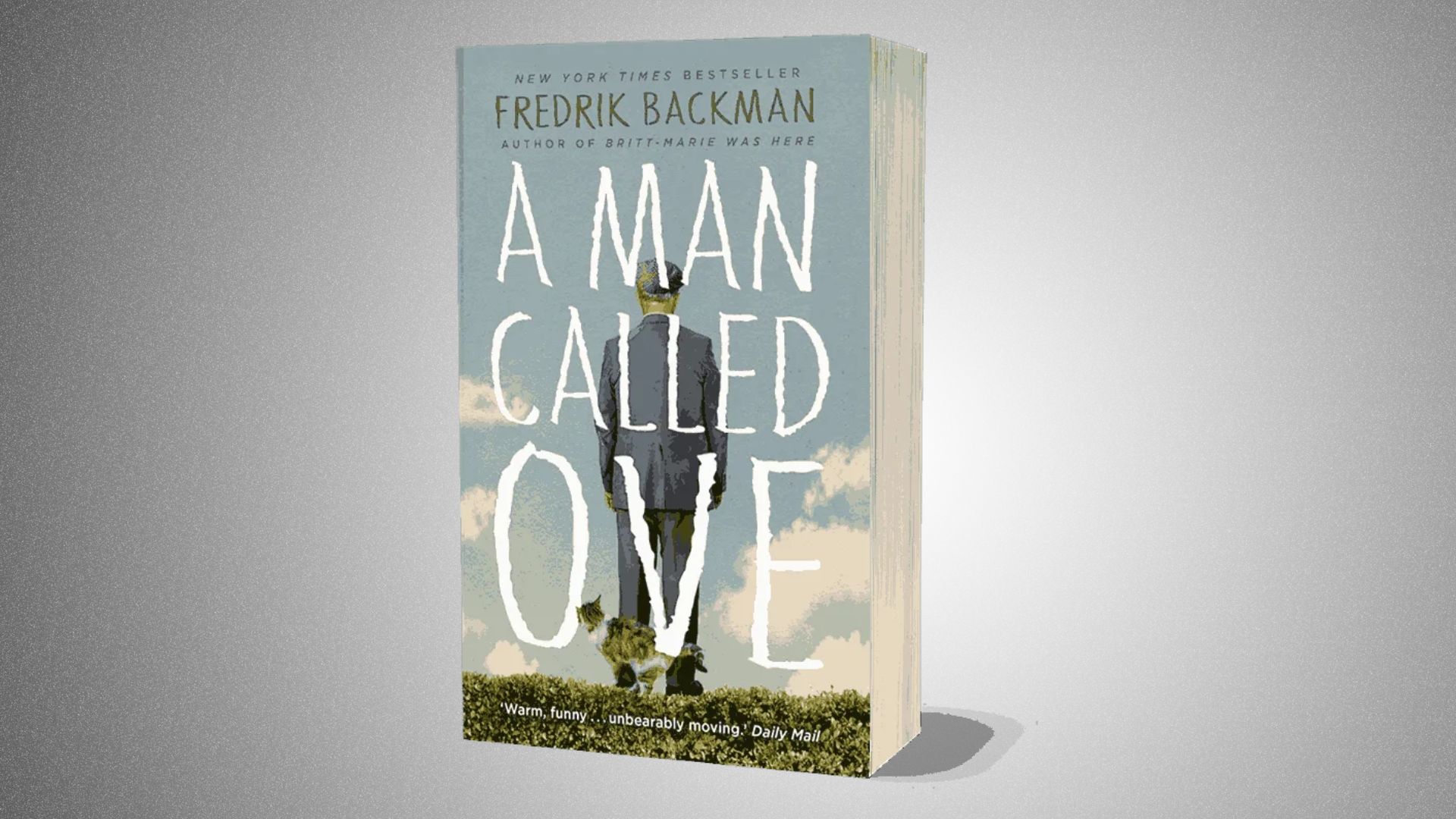 Book cover of "A Man Called Ove" by Fredrik Backman, featuring a minimalist design with a somber color palette.
