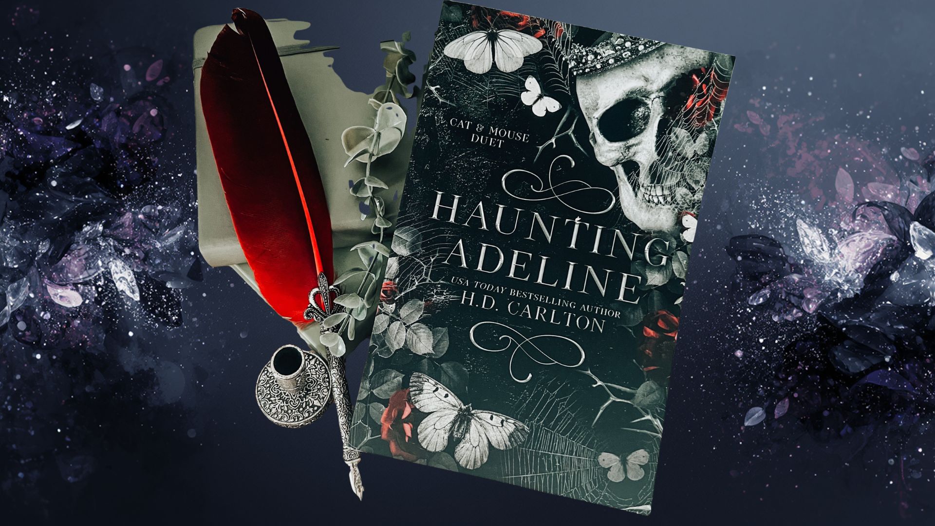 Book cover of "Haunting Adeline" by Jessica Caldwell, showcasing a haunting, atmospheric illustration with a gothic vibe.
