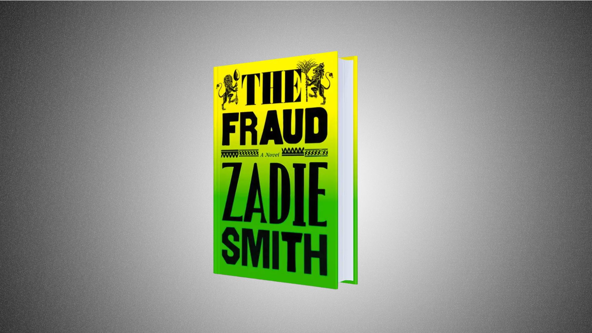 Cover of "The Fraud" by Zadie Smith, featuring a stylized portrait and bold title against a colorful background.