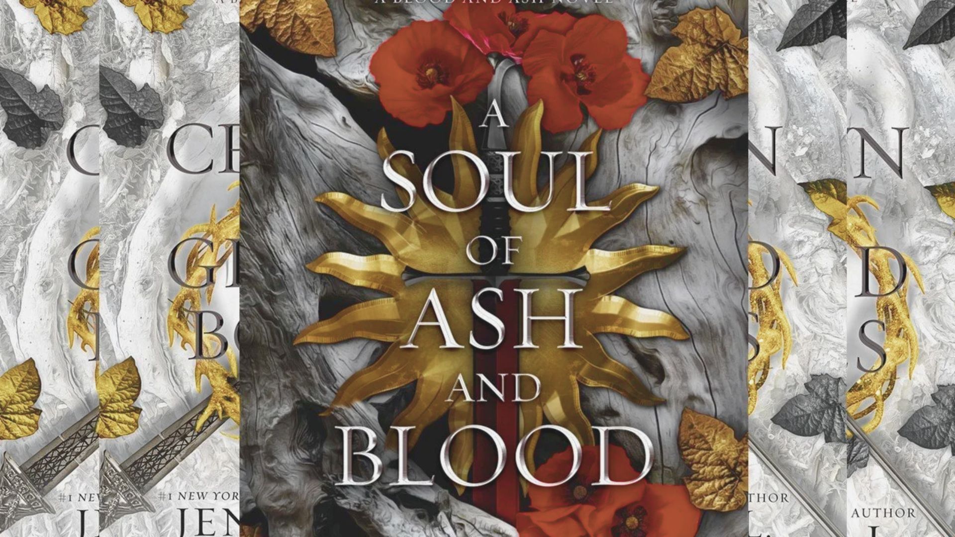 Cover of "Soul of Ash and Blood," featuring dark, abstract art with fiery and shadowy elements.