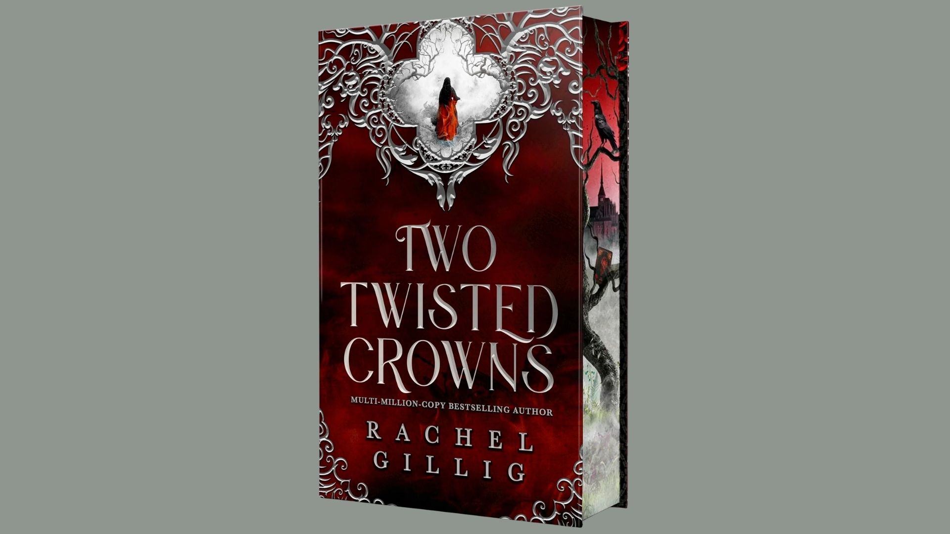 Two intricately twisted crowns designed by Rachel Gill, showcasing unique craftsmanship and artistic flair.