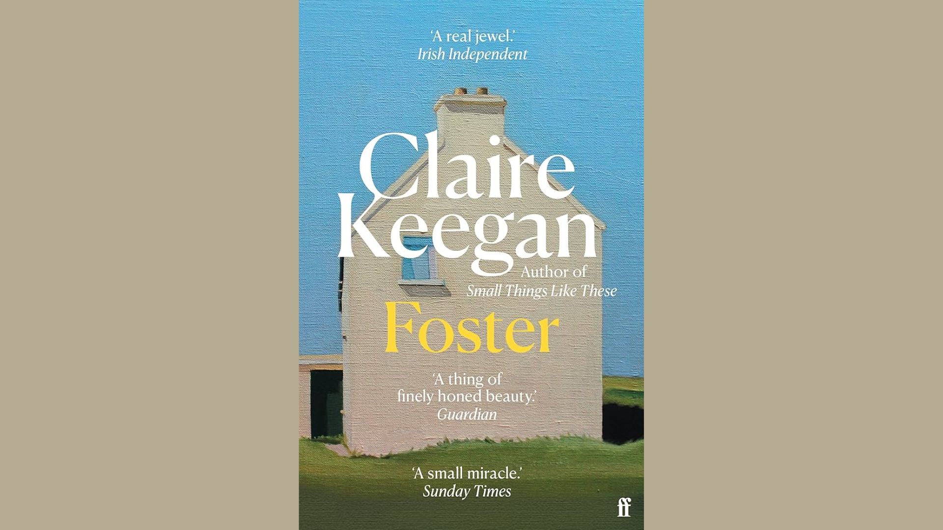 Book cover of "Foster" by Claire Keegan, featuring a serene rural landscape with a child and a house in the background.