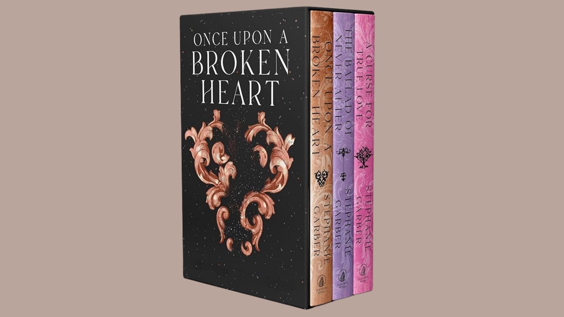 Boxed set of "Once Upon a Broken Heart" featuring romantic fantasy novels with captivating cover art.