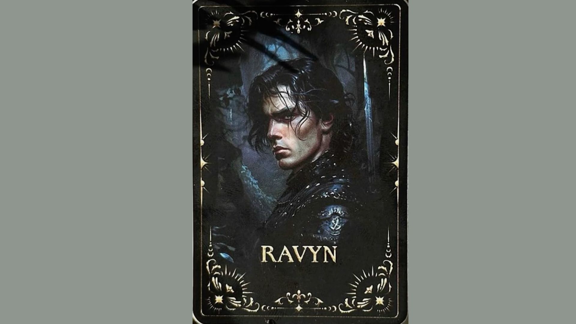 A tarot card featuring the Rayn design, showcasing intricate artwork and symbolic imagery related to intuition and emotions.