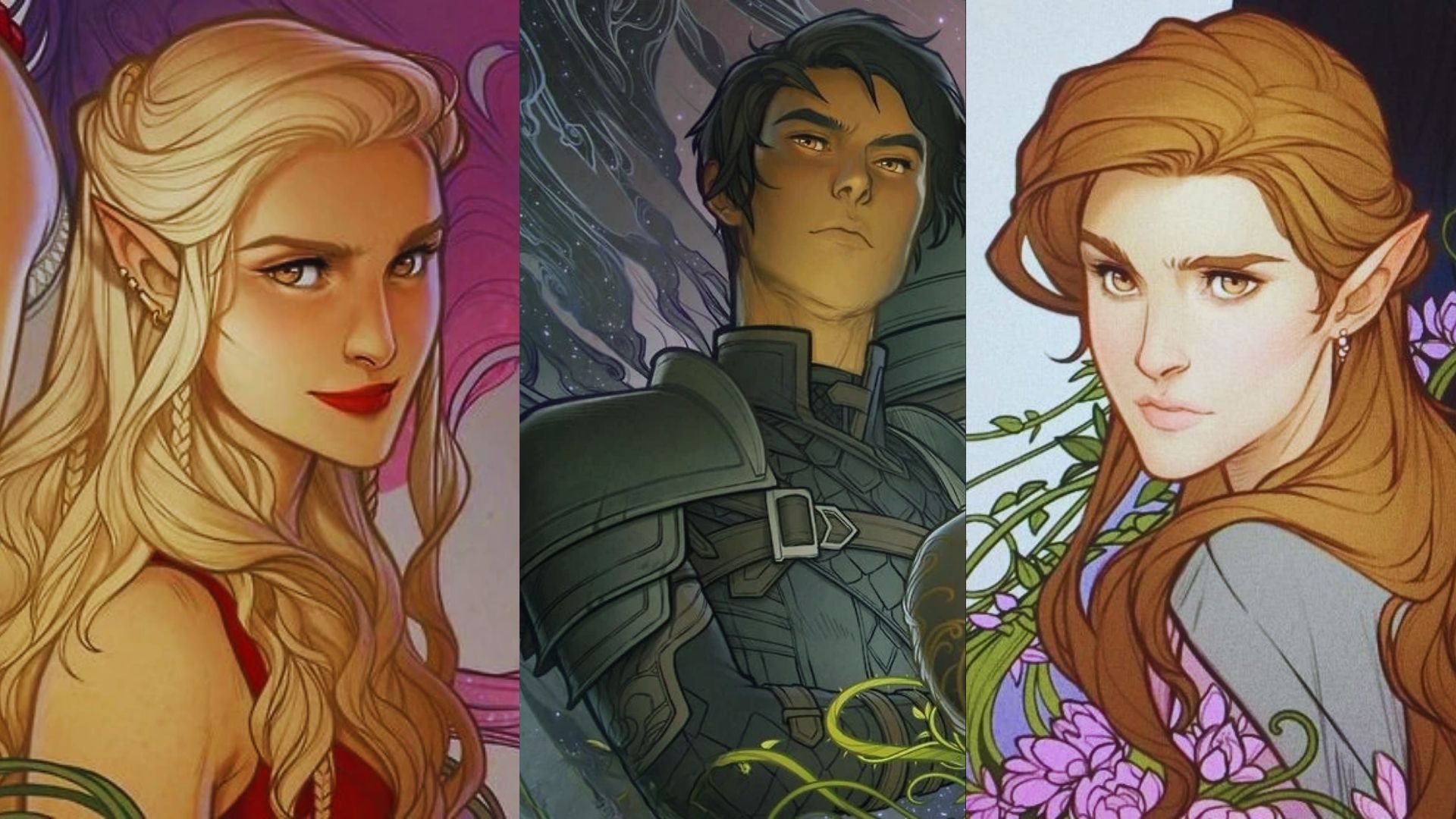 Four female characters from the game stand together, showcasing their unique designs and personalities.