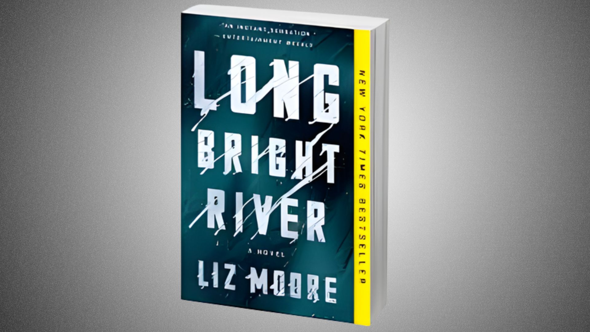 Book cover of "Long Bright River" by Liz Moore, showcasing a bright river flowing through a lush landscape.