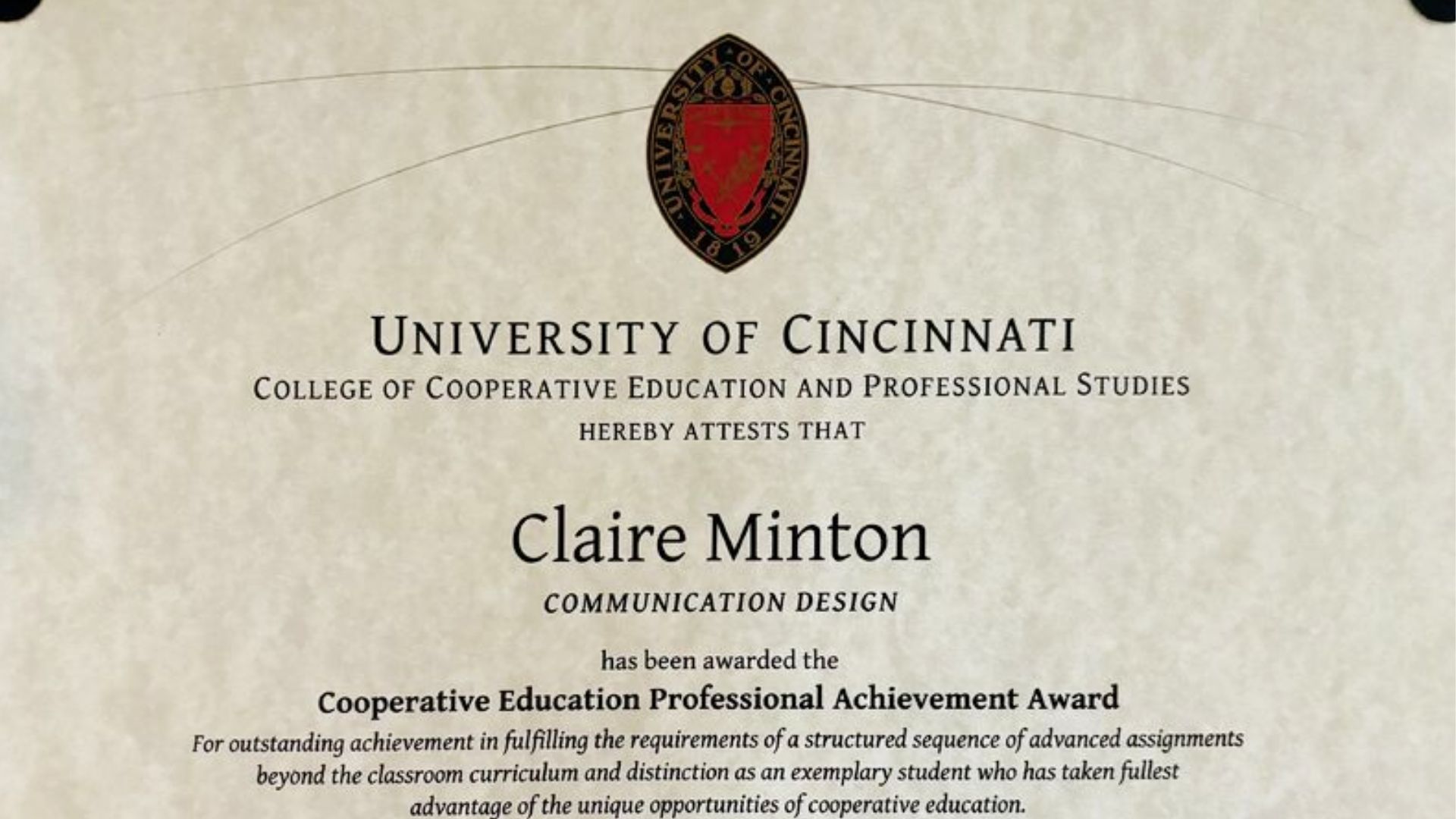 Certificate of Excellence from the University of Cincinnati for completing the Quantitative Finance program.