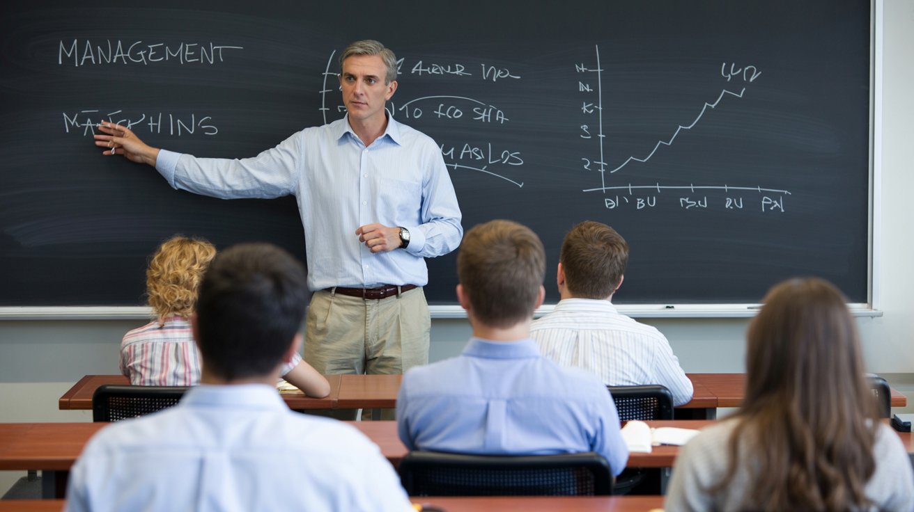 MBA students learning core management subjects in first year classroom