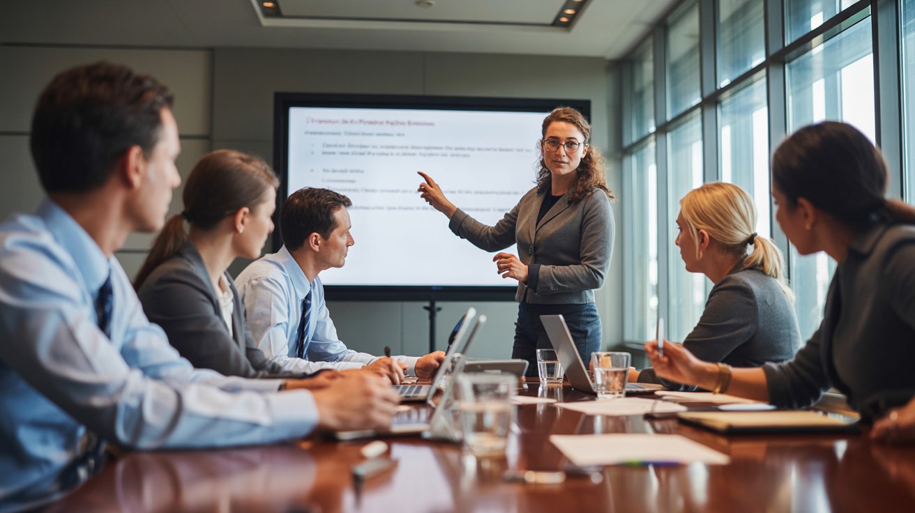 Corporate trainer leading a professional workshop