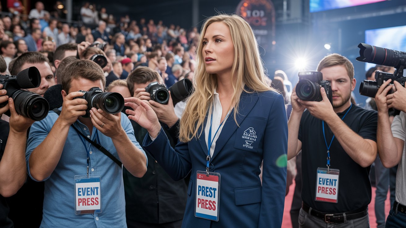 Event publicist coordinating media coverage at event