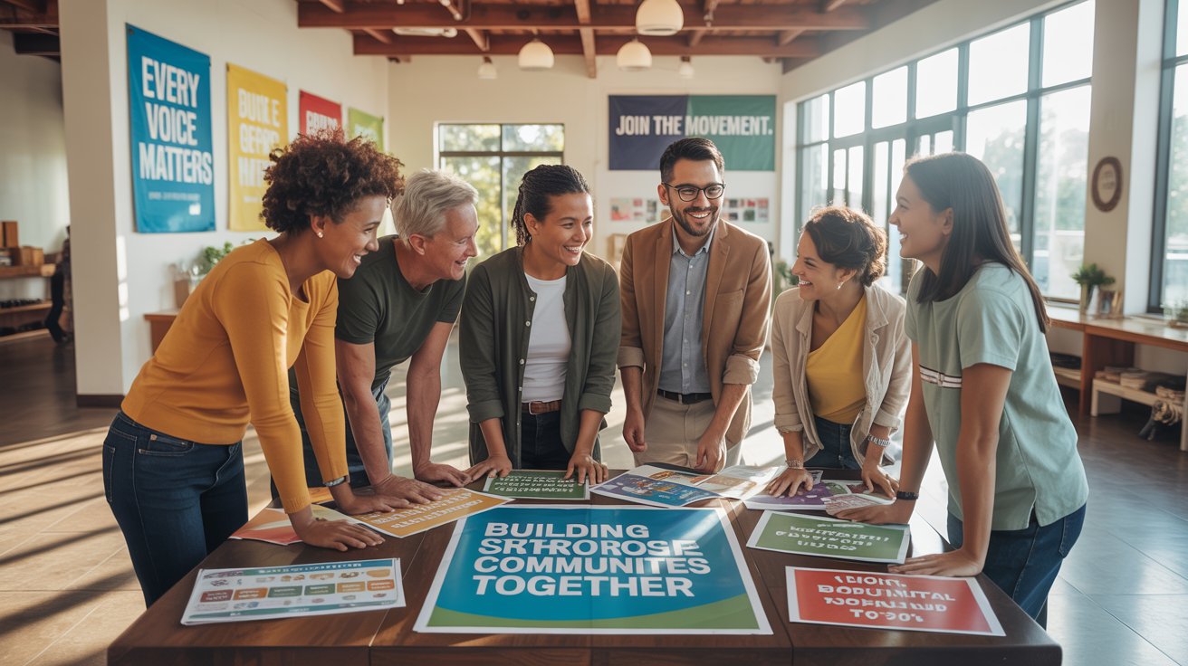 Nonprofit communications manager planning outreach campaign