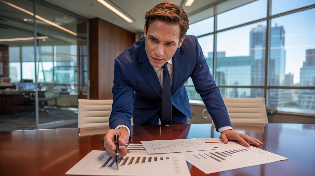 Investor relations specialist analyzing financial communication