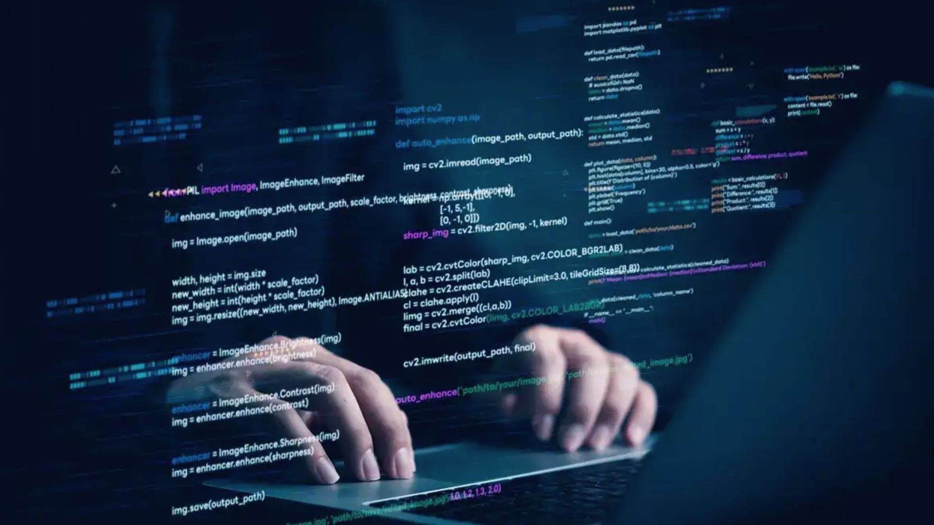 A person engaged in coding on a laptop, with the screen showing programming code, representing software engineering studies