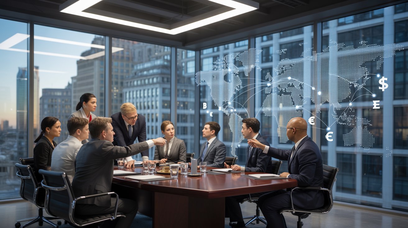 International business specialization focusing on global strategy and markets meeting happening