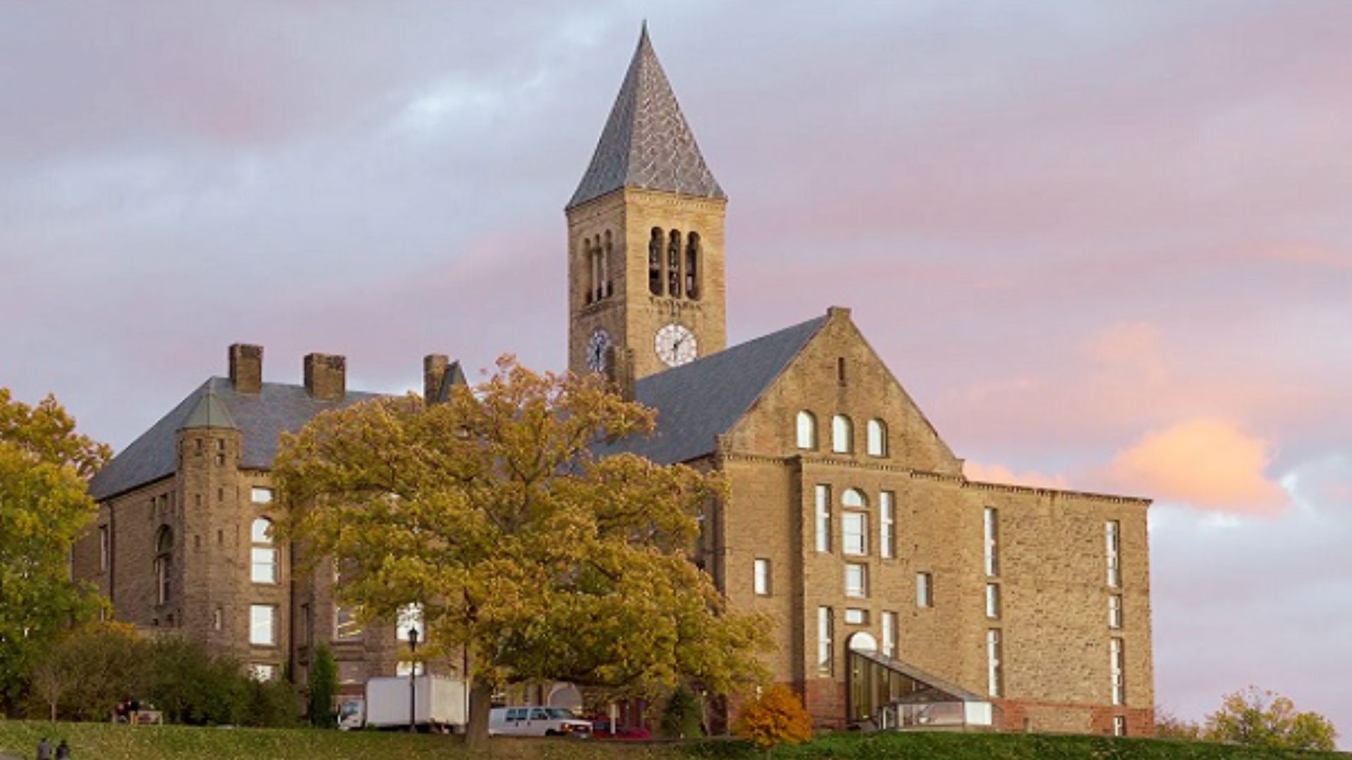 A large brick building with a steeple, representing Cornell University's Best for Quantitative Finance Programs.