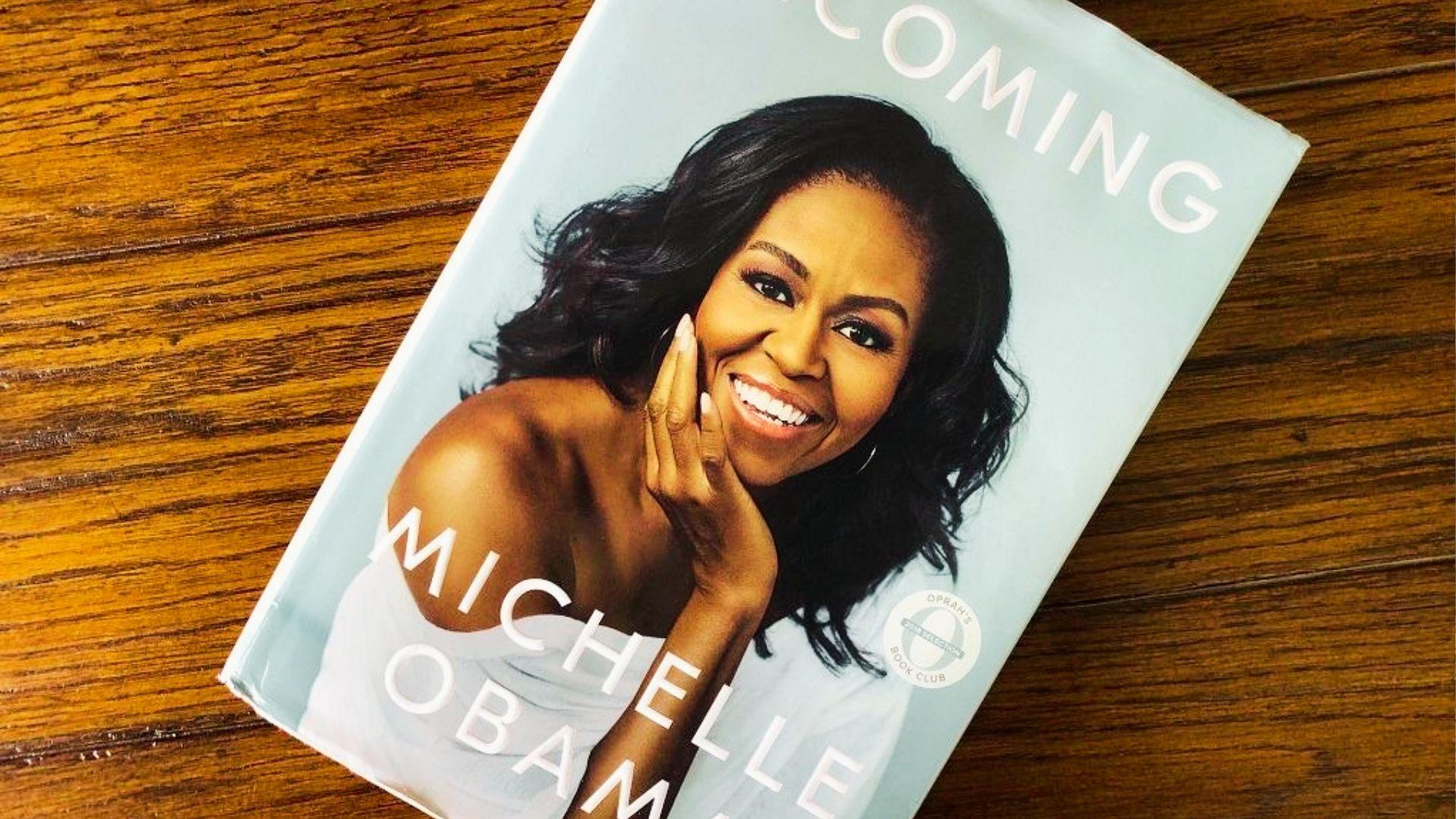 Cover of "Becoming" by Michelle Obama, featuring her portrait and the book title in elegant typography.