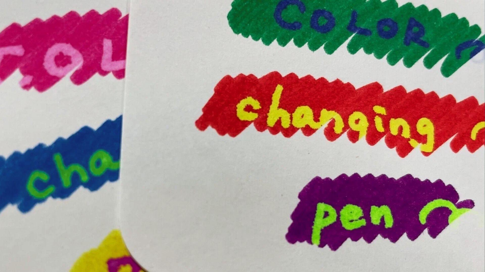 Bright highlighters reveal words color changing pen on paper for engaging spelling activity game