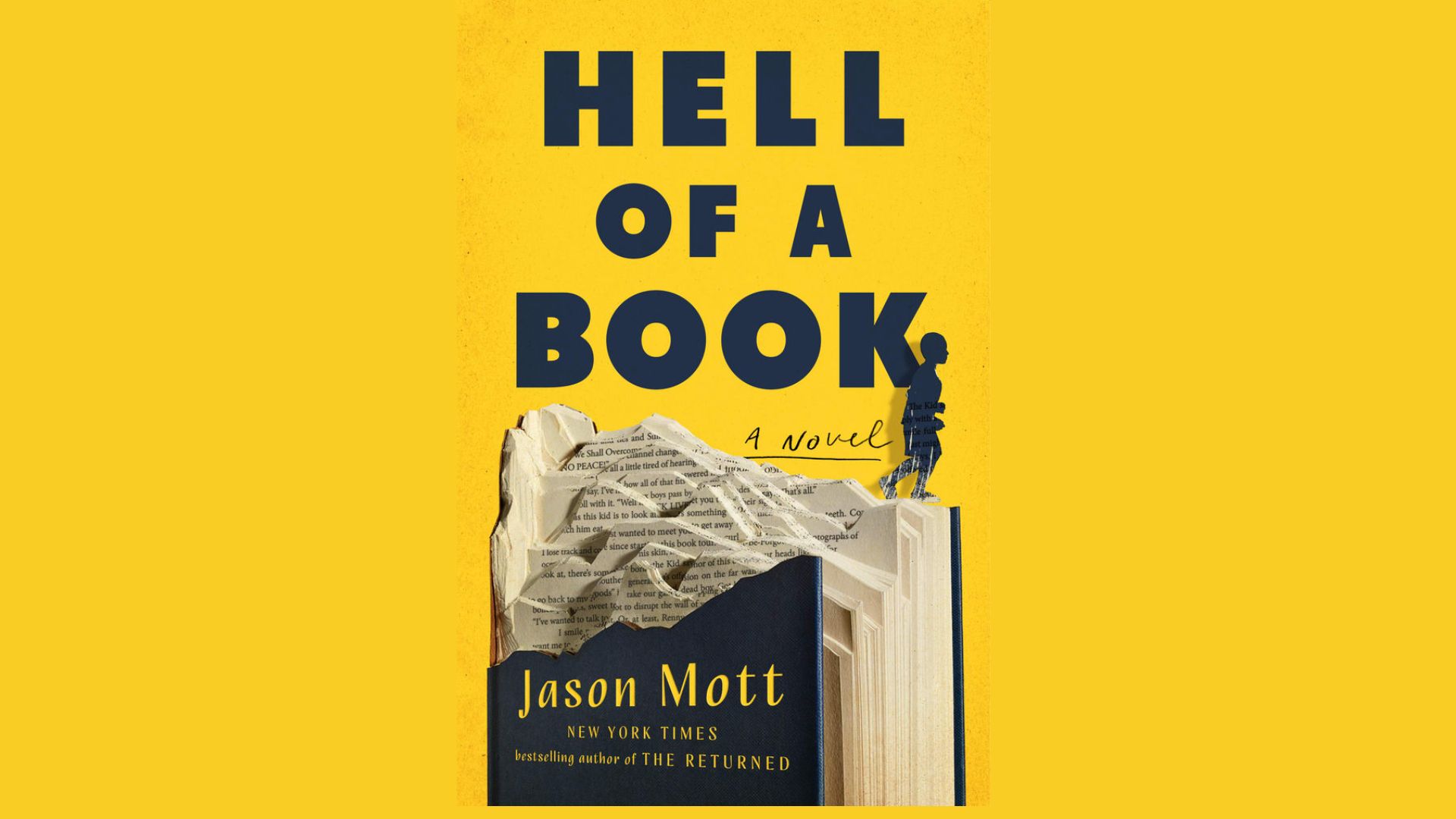 "Cover of 'Hell of a Book' by Jason Mott, featuring bold typography and a striking design."