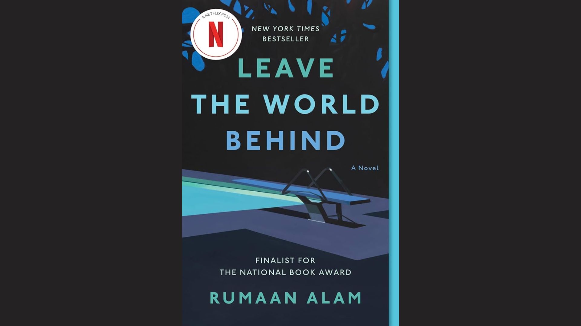 "Book cover of 'Leave the World Behind' by Rumaan Alam, featuring a dark, atmospheric design with abstract elements."