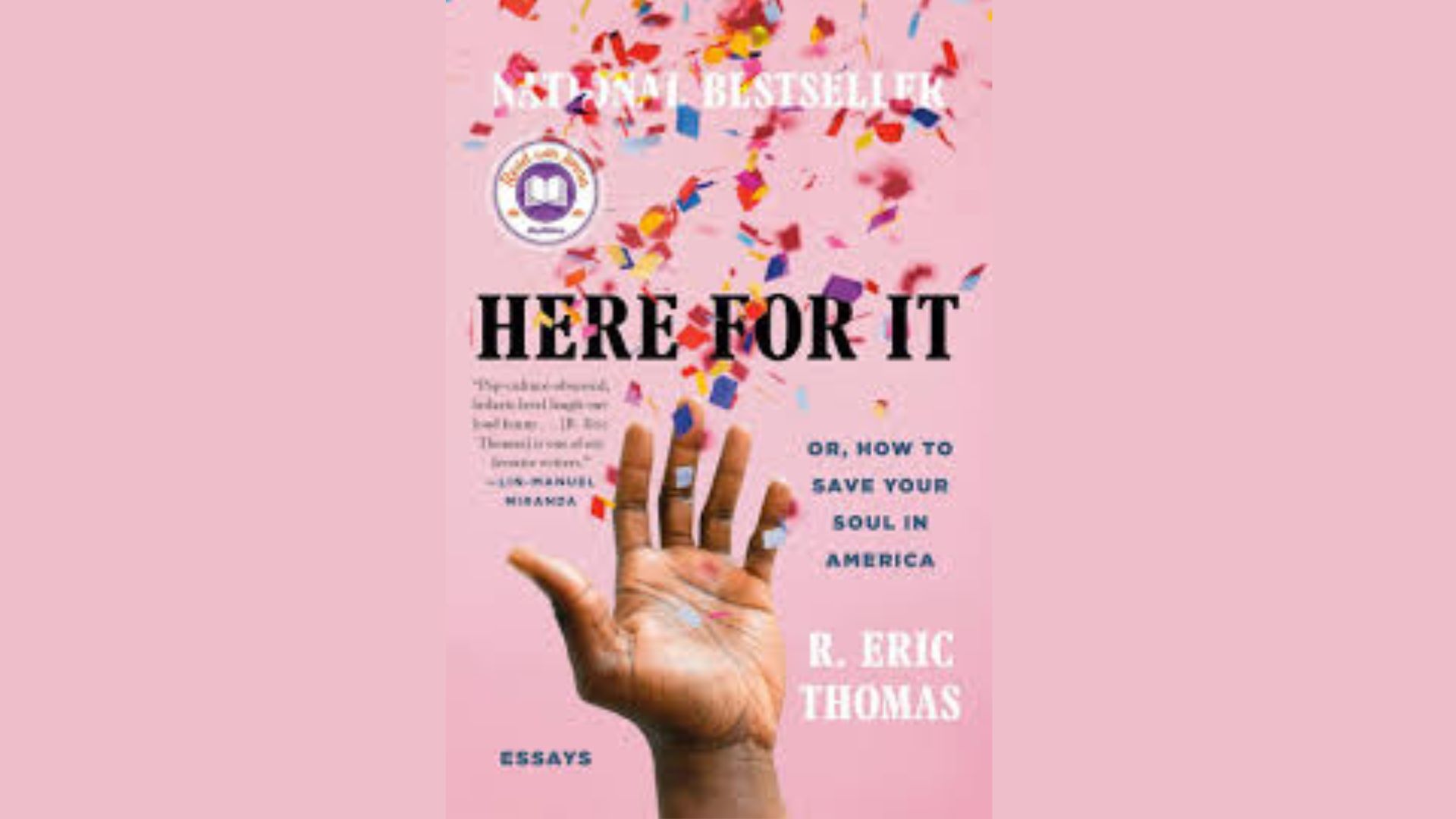 "Book cover of 'Here for It' by Eric Thomas, featuring bold typography on a solid background."