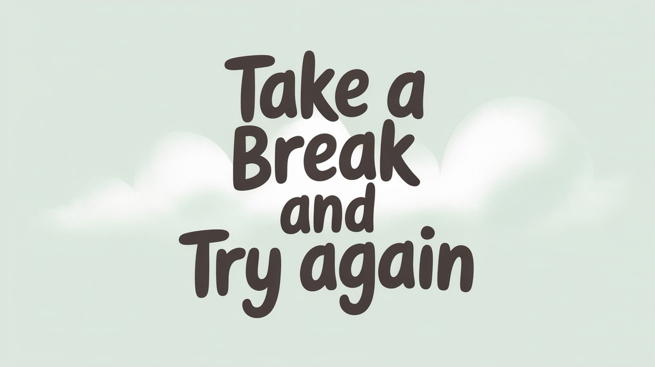 Friendly orange text "Mistakes prove that you are TRYING" on a soft blue and peach watercolor background.
