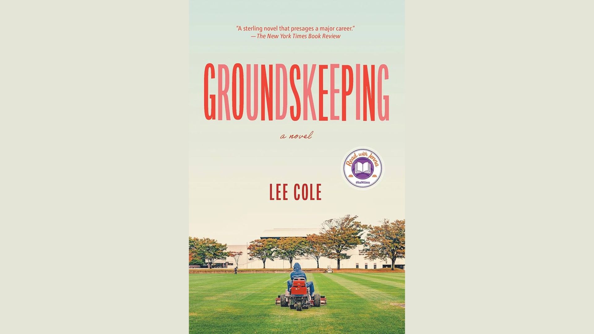 "Cover of the book 'Groundskeeping,' featuring a serene landscape with a person tending to a garden."