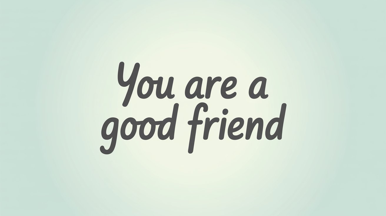 Simple handwritten text “You are a good friend” on a soft mint green background with a subtle glow.