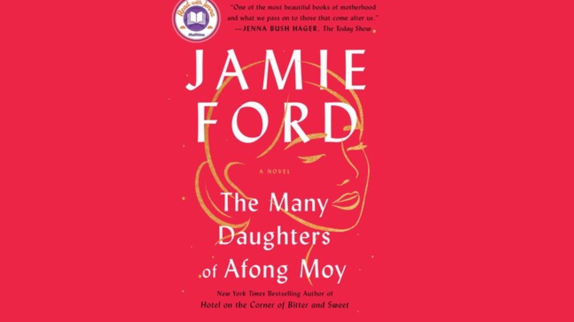 "Cover of 'The Many Daughters of Afong Moy' by Jamie Ford, featuring a woman surrounded by floral patterns and soft colors."