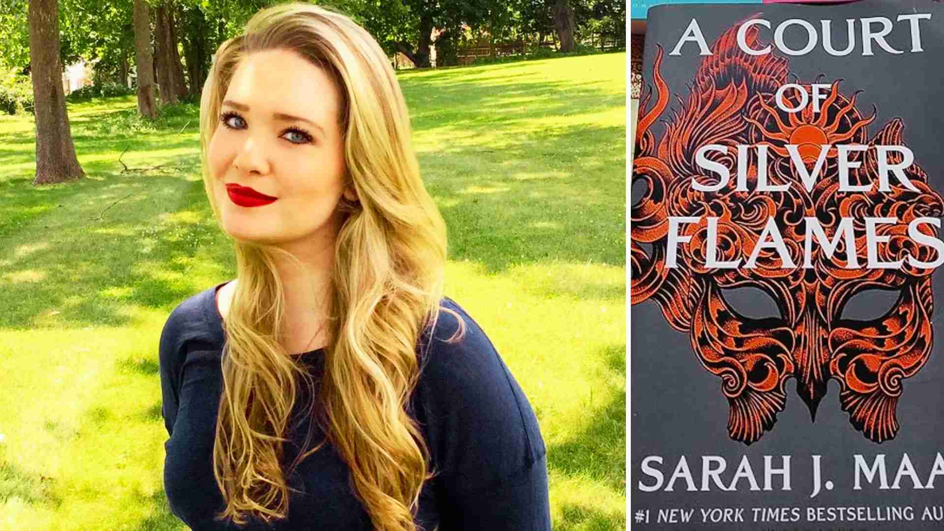 Cover of “A Court of Silver Flames” by Sarah J. Maas featuring a dramatic design and title prominently displayed.