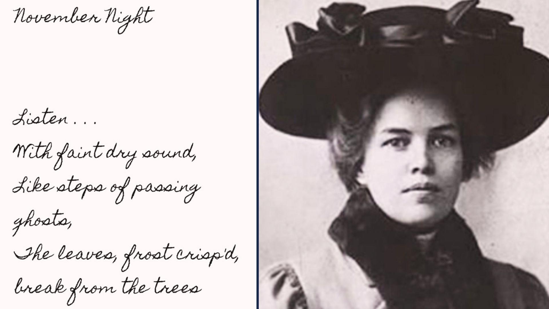 image of Adelaide Crapsey and her poem.