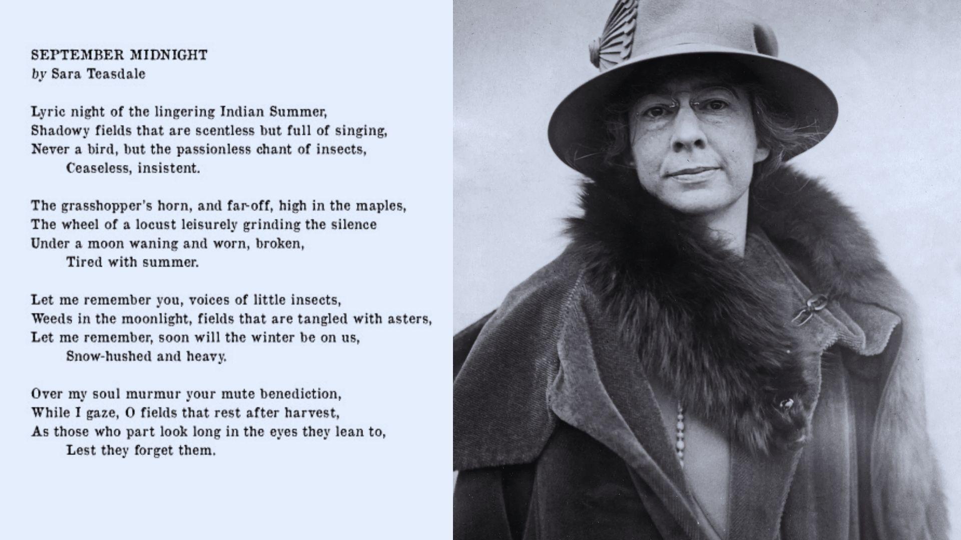 image showing Sara Teasdale and her poem.