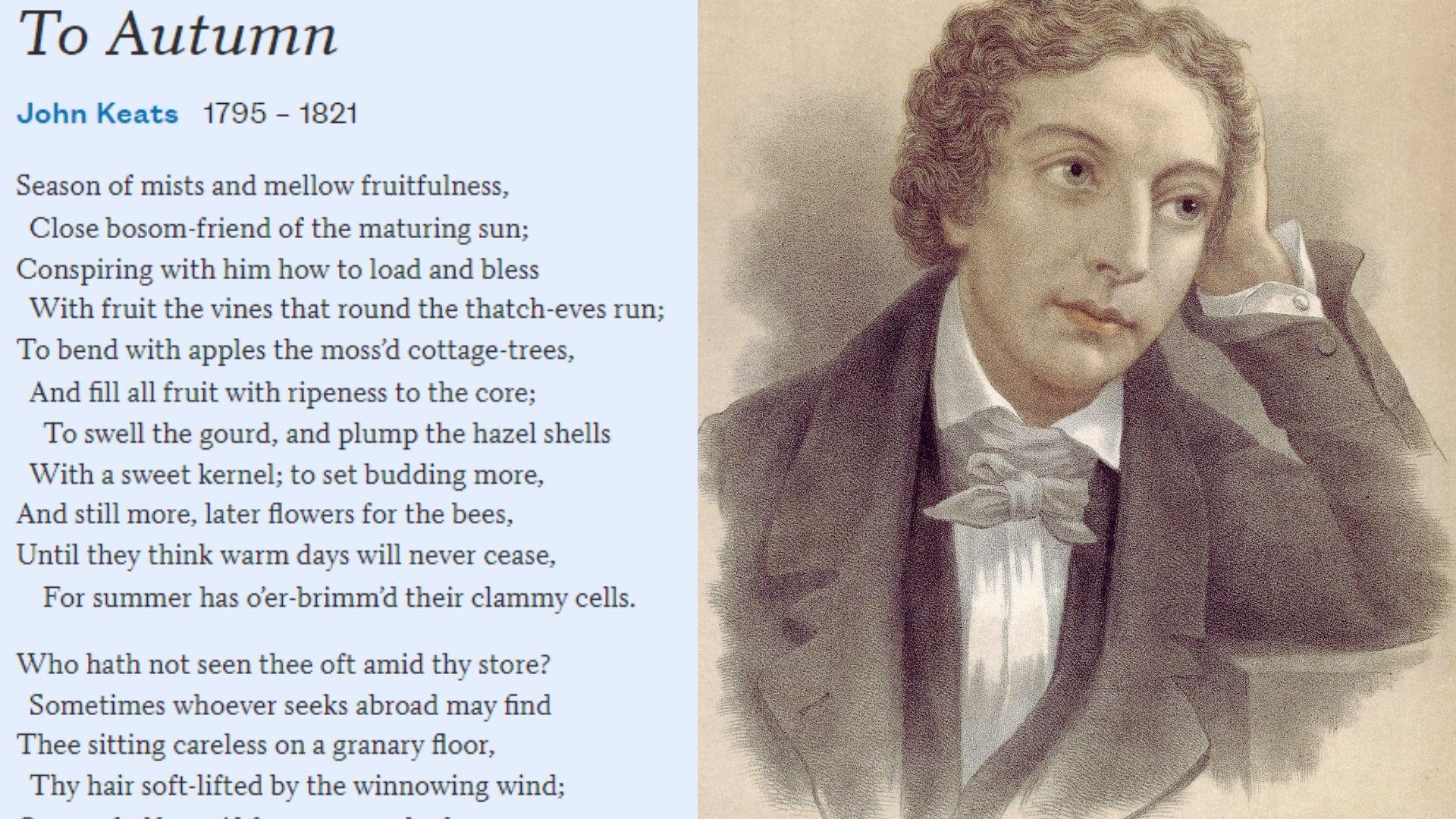 image showing John Keats and his poem.