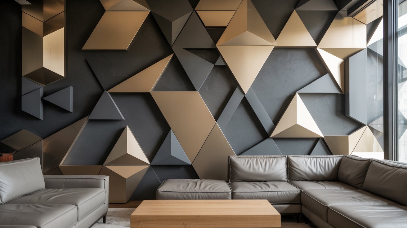 Geometric textured wall featuring bold patterns as a modern focal point