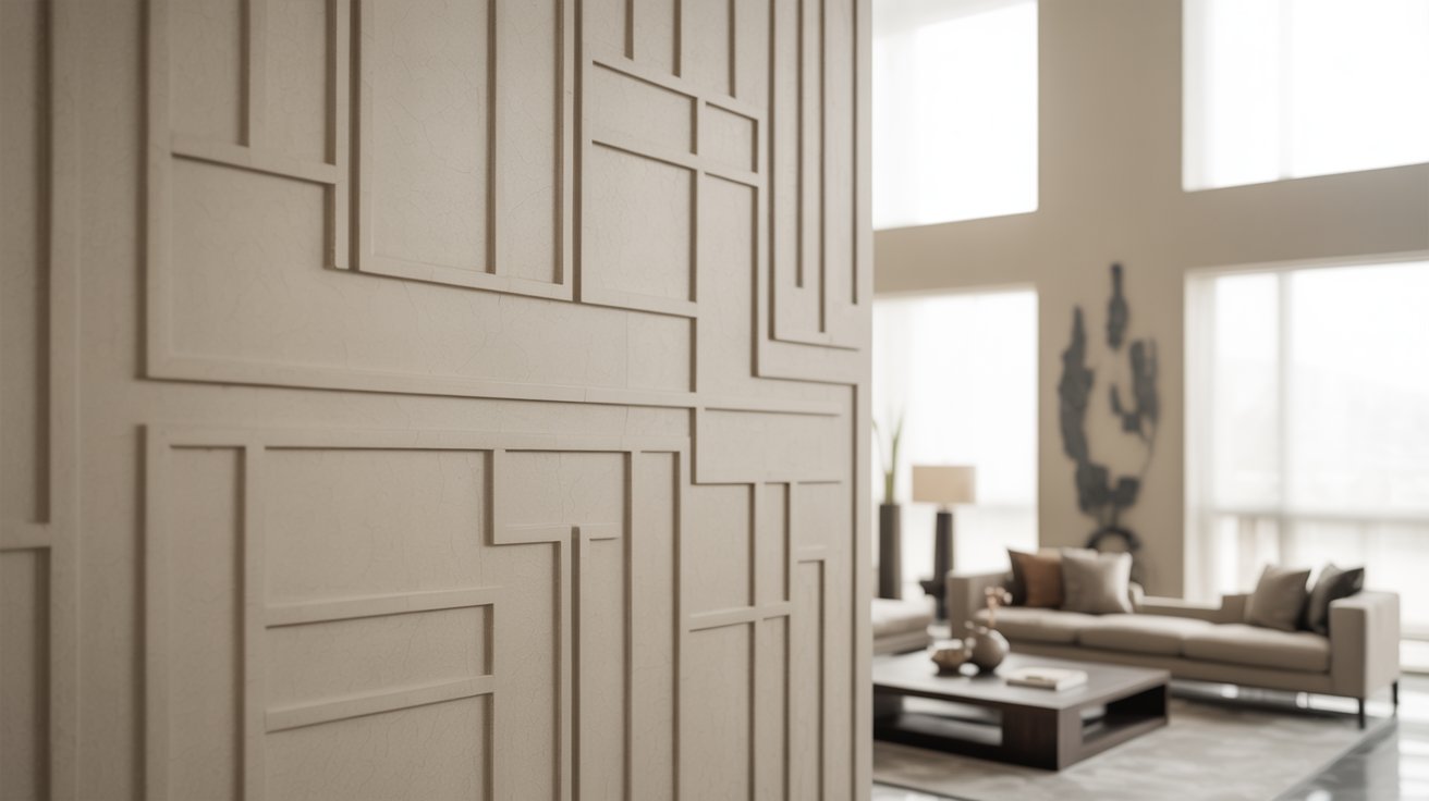 Vertical textured stripes making room appear taller and more spacious